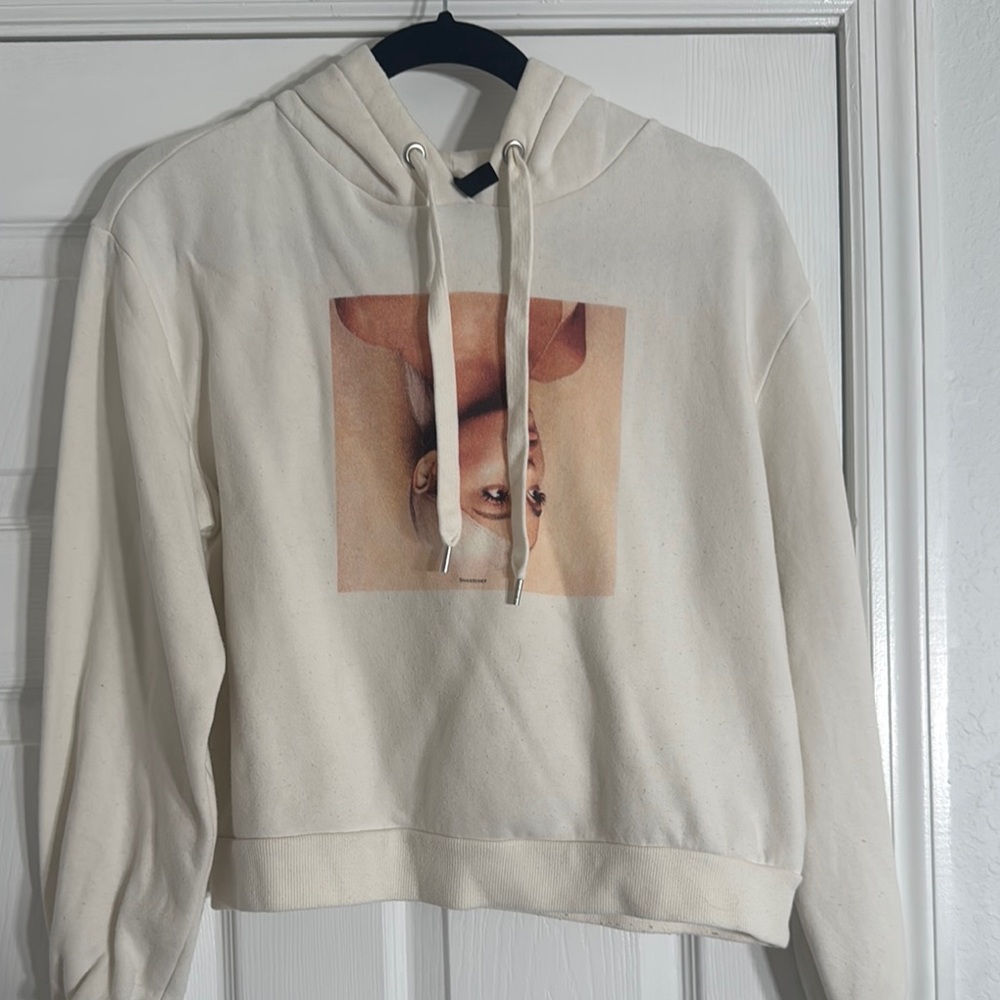 Divided Cream Sweater with Graphic Print
